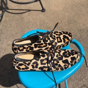 Vintage Van Eli Leopard Faux Fur Driving Moccasins sz 8 1/2 M